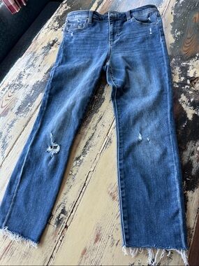 Liverpool Women's Straight Leg Distressed Jeans - Blue